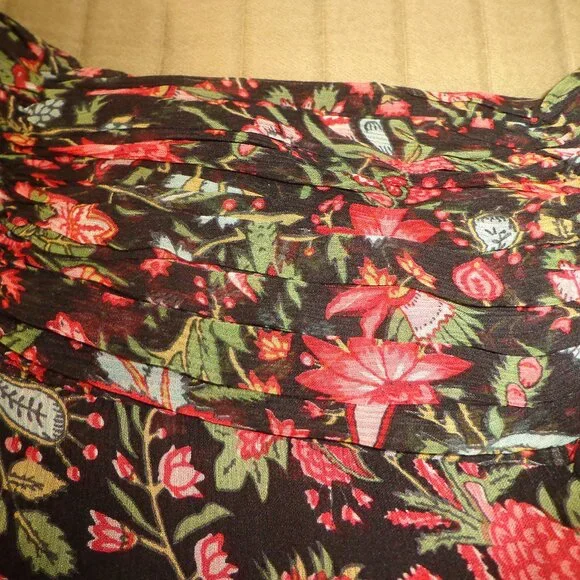 Brand New Sundance Black Iris Skirt PXS Black Floral Elastic Waist - Picture 9 of 15